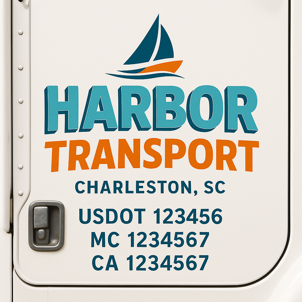 Truck Door Decal Sticker Lettering Signs With Location, USDOT, MC, CA, KYU, VIN, GVW (2-Pack)