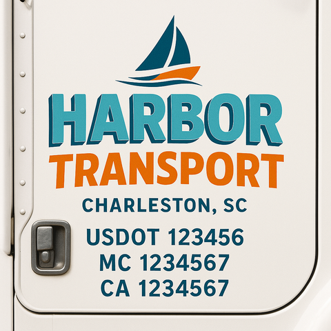 Truck Door Decal Sticker Lettering Signs With Location, USDOT, MC, CA, KYU, VIN, GVW (2-Pack)