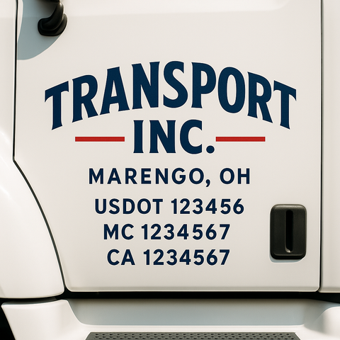 Truck Door Decal Sticker Lettering Signs With Location, USDOT, MC, CA, KYU, VIN, GVW (2-Pack)