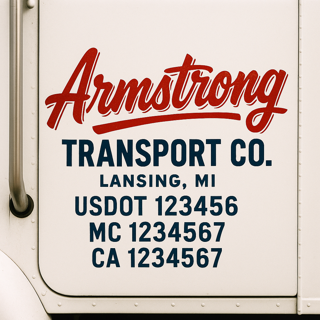 Truck Door Decal Sticker Lettering Signs With Location, USDOT, MC, CA, KYU, VIN, GVW (2-Pack)