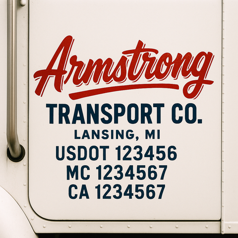 Truck Door Decal Sticker Lettering Signs With Location, USDOT, MC, CA, KYU, VIN, GVW (2-Pack)