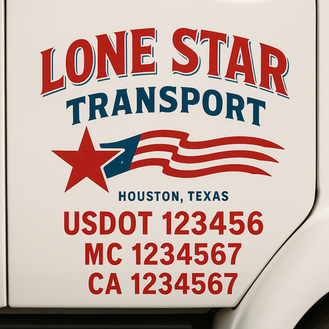 Truck Door Decal Sticker Lettering Signs With Location, USDOT, MC, CA, KYU, VIN, GVW (2-Pack)