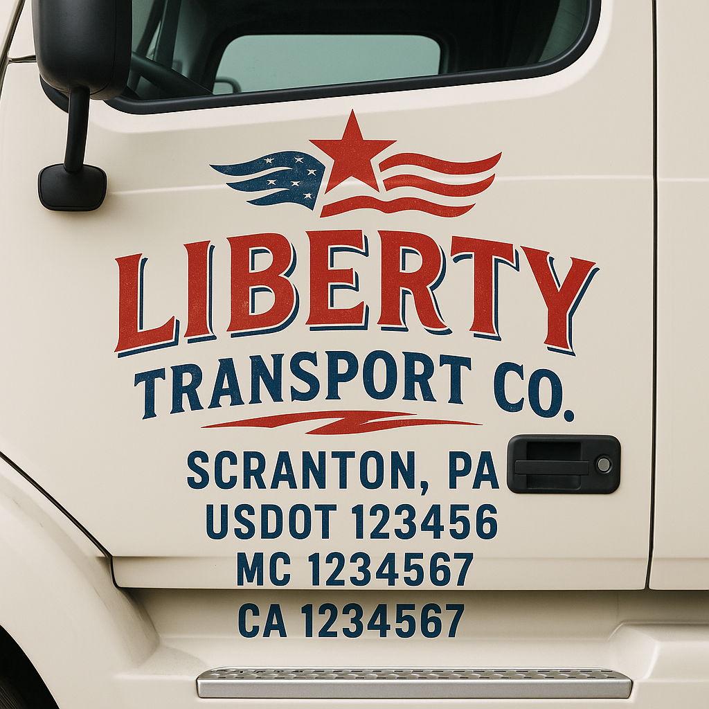 Truck Door Decal Sticker Lettering Signs With Location, USDOT, MC, CA, KYU, VIN, GVW (2-Pack)