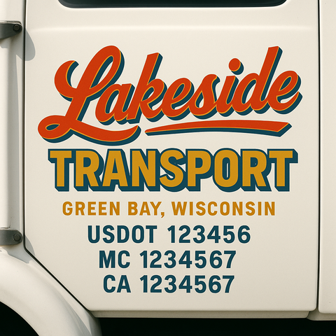 Truck Door Decal Sticker Lettering Signs With Location, USDOT, MC, CA, KYU, VIN, GVW (2-Pack)