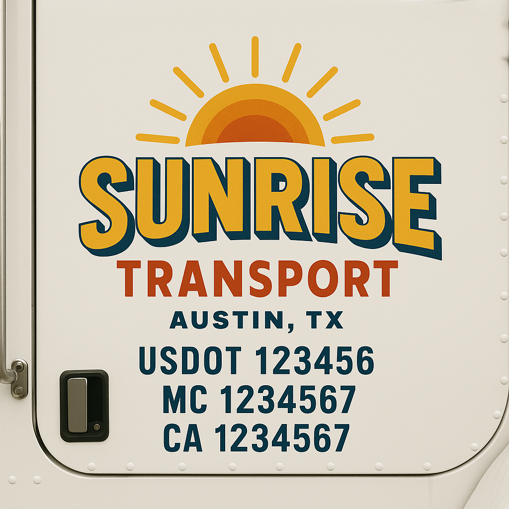 Truck Door Decal Sticker Lettering Signs With Location, USDOT, MC, CA, KYU, VIN, GVW (2-Pack)