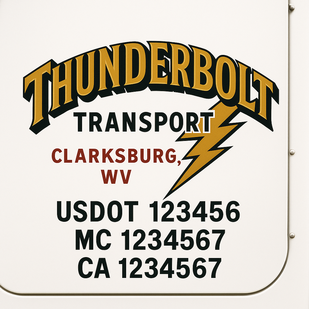 Truck Door Decal Sticker Lettering Signs With Location, USDOT, MC, CA, KYU, VIN, GVW (2-Pack)