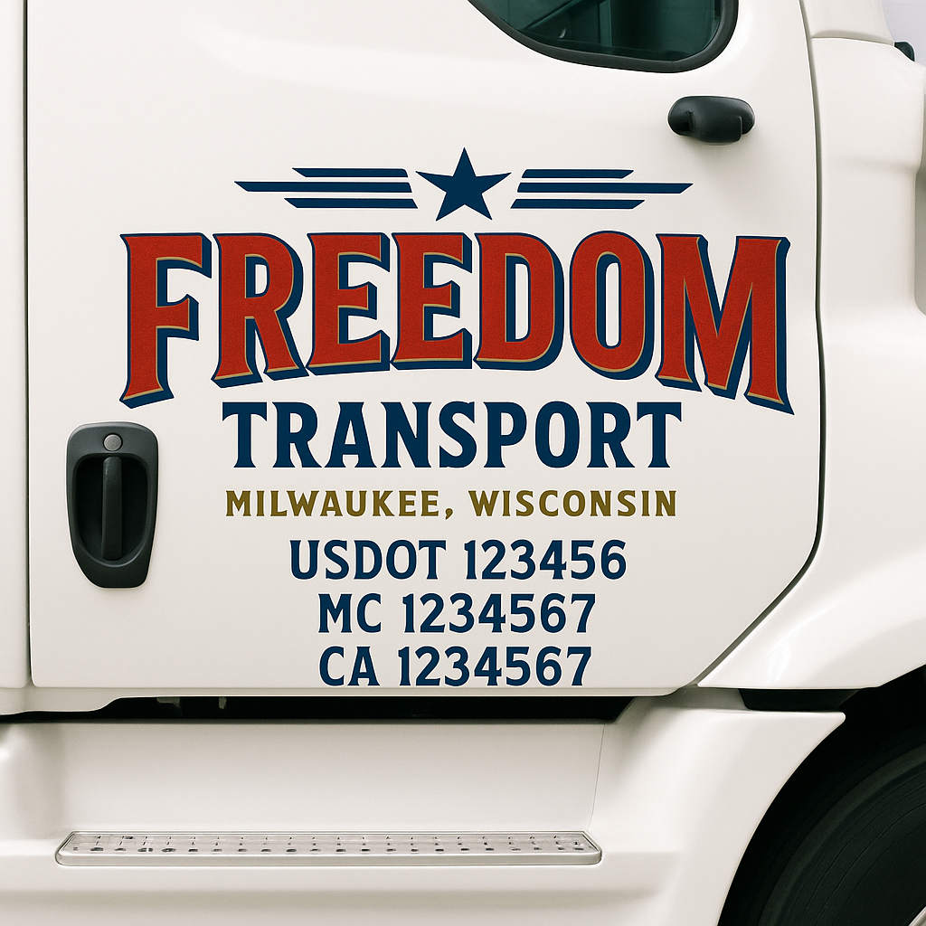 Truck Door Decal Sticker Lettering Signs With Location, USDOT, MC, CA, KYU, VIN, GVW (2-Pack)