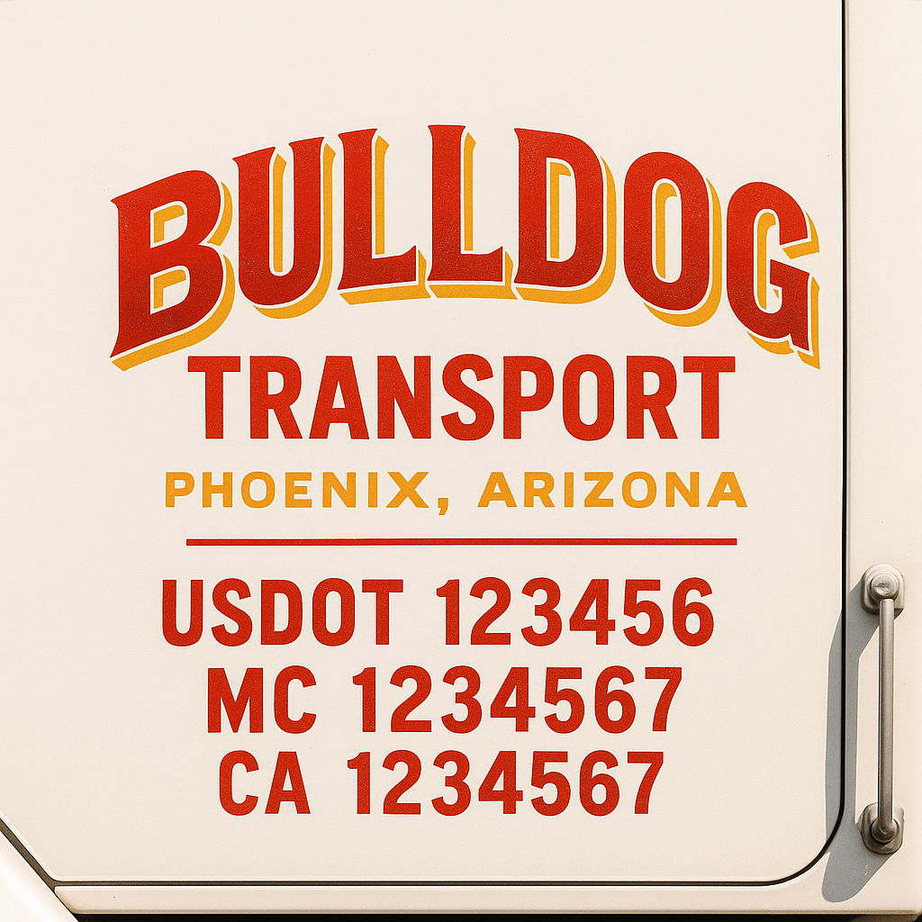 Truck Door Decal Sticker Lettering Signs With Location, USDOT, MC, CA, KYU, VIN, GVW (2-Pack)