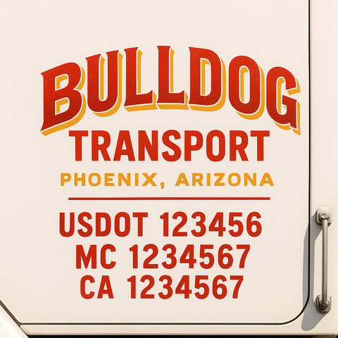Truck Door Decal Sticker Lettering Signs With Location, USDOT, MC, CA, KYU, VIN, GVW (2-Pack)
