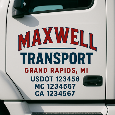 Truck Door Decal Sticker Lettering Signs With Location, USDOT, MC, CA, KYU, VIN, GVW (2-Pack)