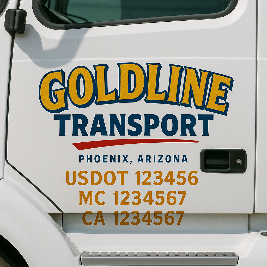 Truck Door Decal Sticker Lettering Signs With Location, USDOT, MC, CA, KYU, VIN, GVW (2-Pack)