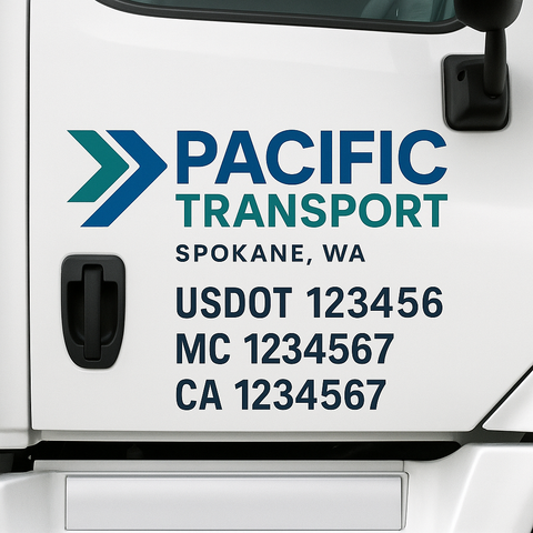 Truck Door Decal Sticker Lettering Signs With Location, USDOT, MC, CA, KYU, VIN, GVW (2-Pack)