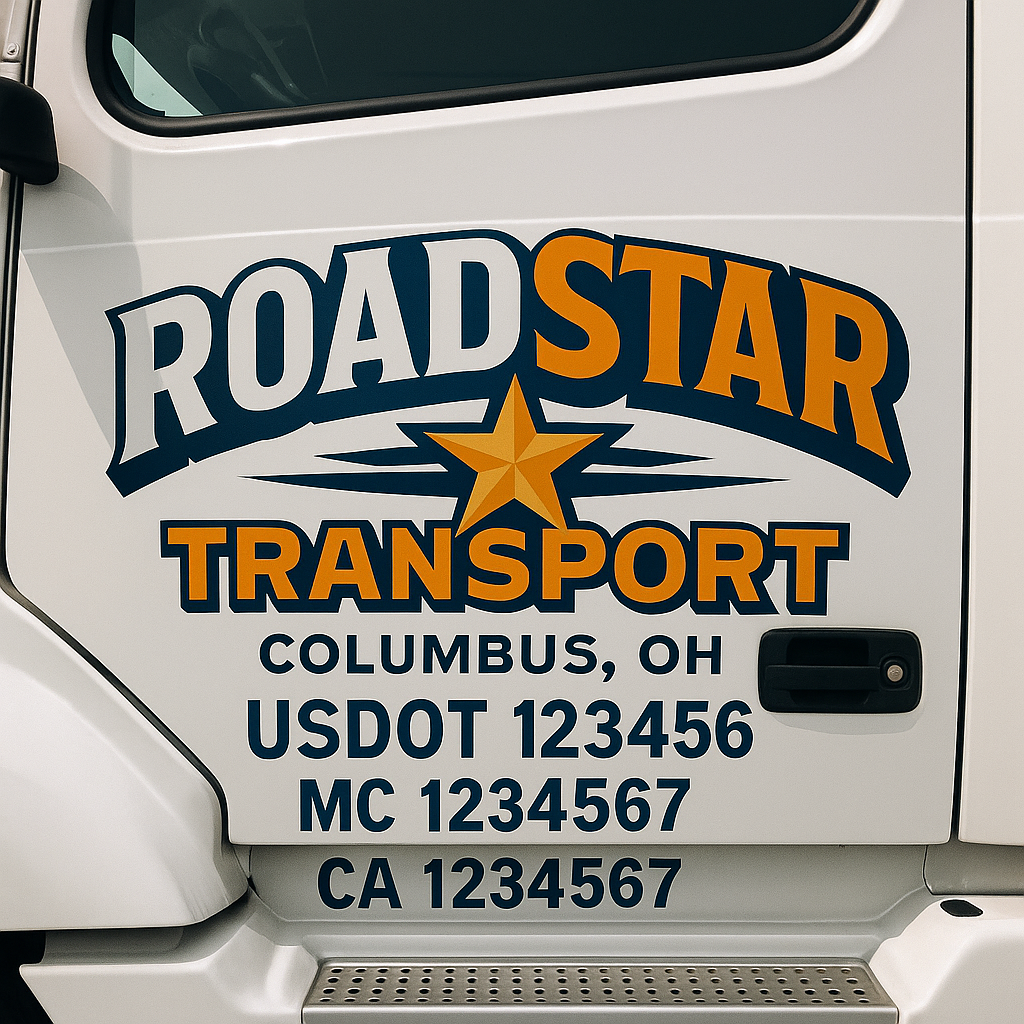Truck Door Decal Sticker Lettering Signs With Location, USDOT, MC, CA, KYU, VIN, GVW (2-Pack)