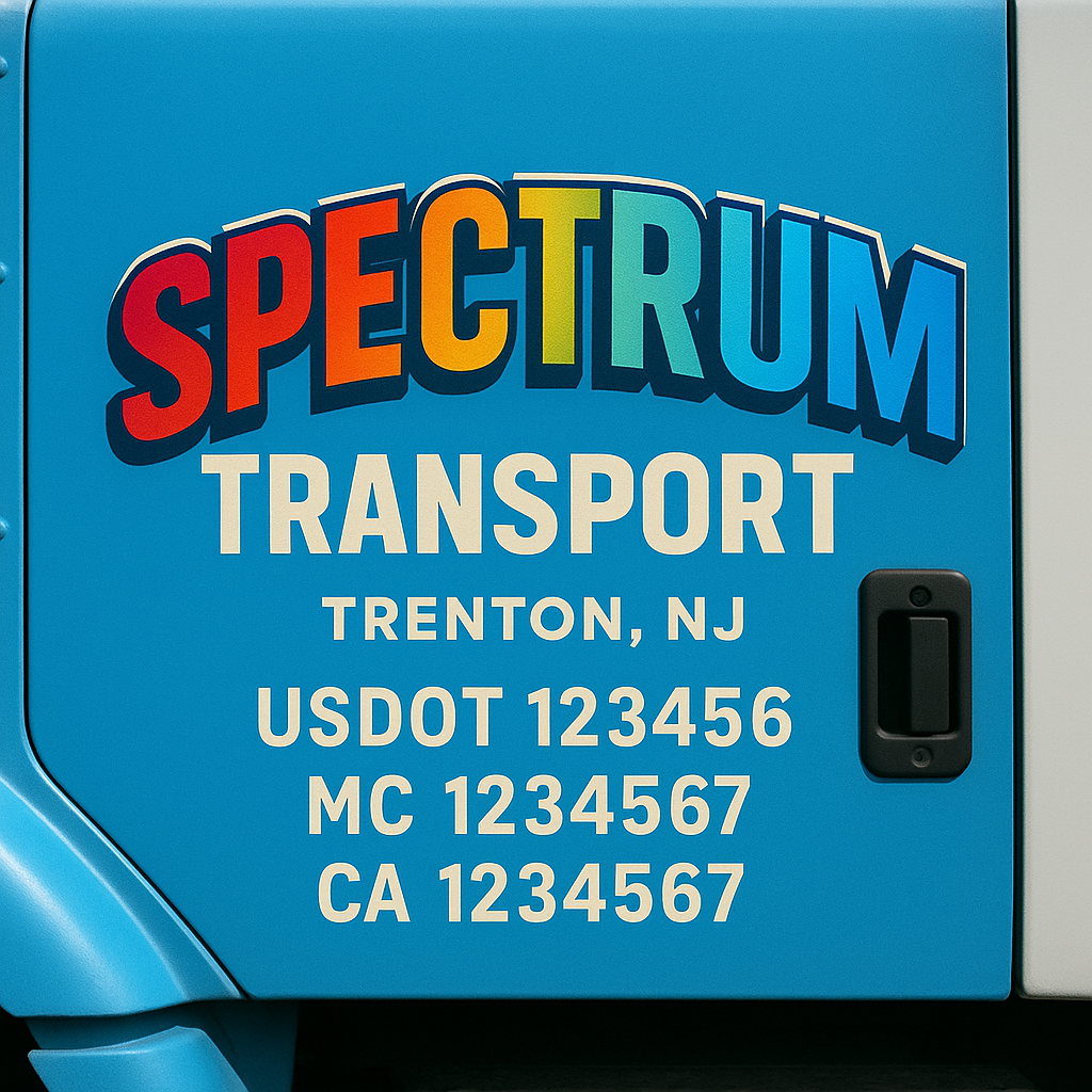 Truck Door Decal Sticker Lettering Signs With Location, USDOT, MC, CA, KYU, VIN, GVW (2-Pack)