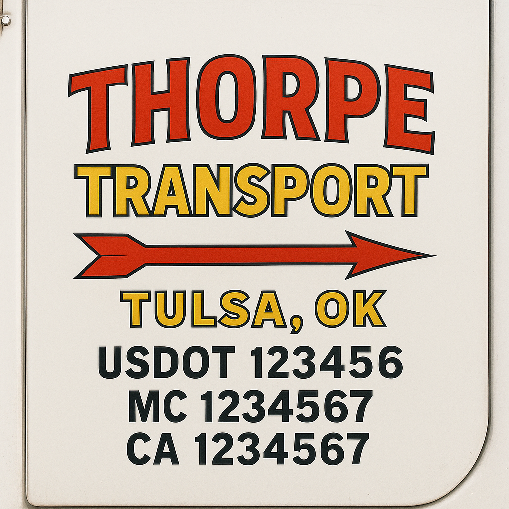 Truck Door Decal Sticker Lettering Signs With Location, USDOT, MC, CA, KYU, VIN, GVW (2-Pack)