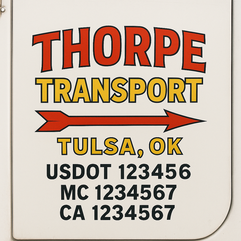 Truck Door Decal Sticker Lettering Signs With Location, USDOT, MC, CA, KYU, VIN, GVW (2-Pack)