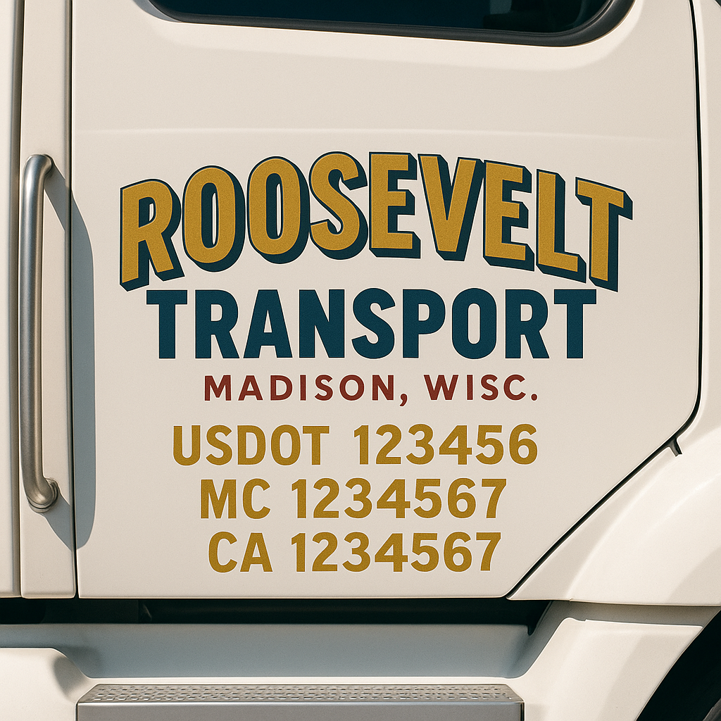 Truck Door Decal Sticker Lettering Signs With Location, USDOT, MC, CA, KYU, VIN, GVW (2-Pack)