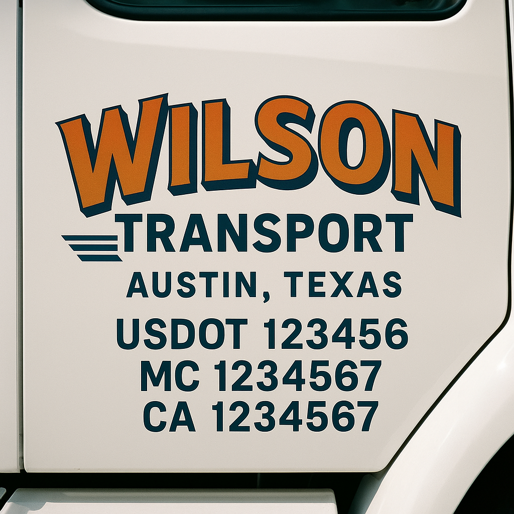 Truck Door Decal Sticker Lettering Signs With Location, USDOT, MC, CA, KYU, VIN, GVW (2-Pack)