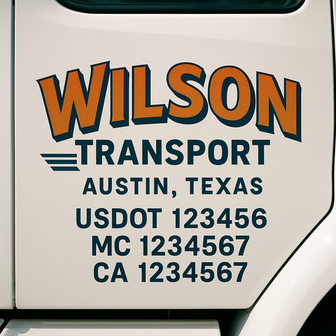 Truck Door Decal Sticker Lettering Signs With Location, USDOT, MC, CA, KYU, VIN, GVW (2-Pack)