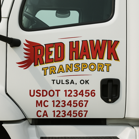 Truck Door Decal Sticker Lettering Signs With Location, USDOT, MC, CA, KYU, VIN, GVW (2-Pack)