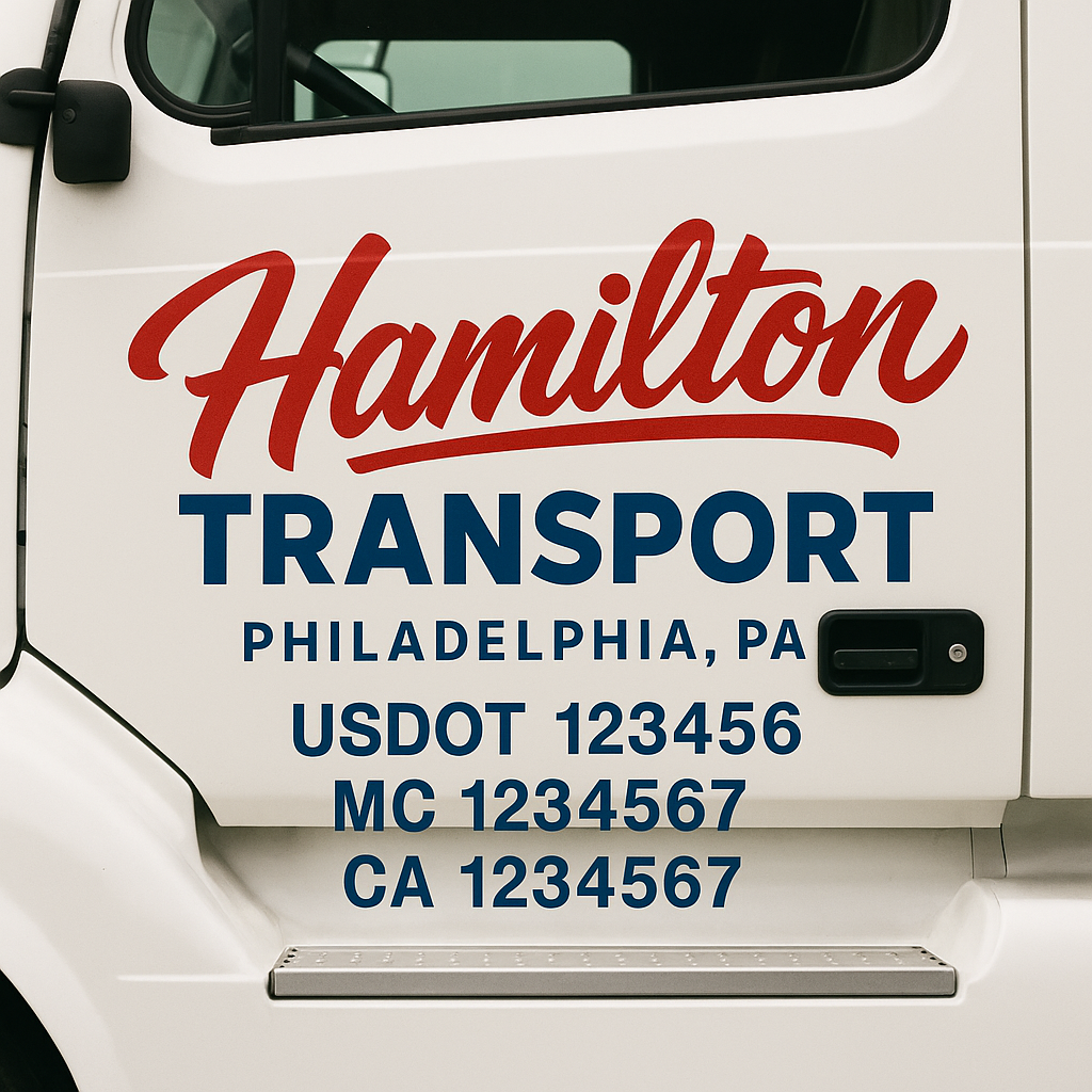 Truck Door Decal Sticker Lettering Signs With Location, USDOT, MC, CA, KYU, VIN, GVW (2-Pack)