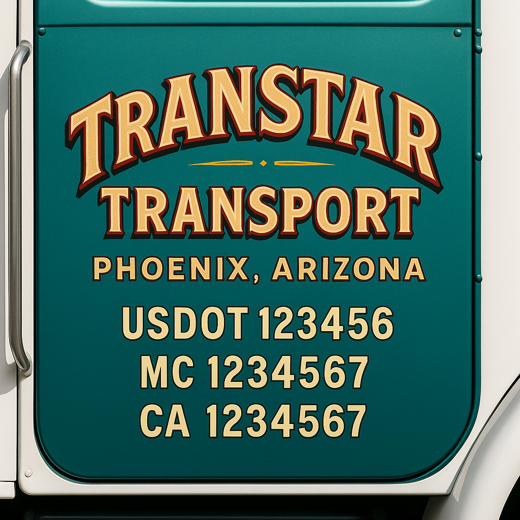 Truck Door Decal Sticker Lettering Signs With Location, USDOT, MC, CA, KYU, VIN, GVW (2-Pack)