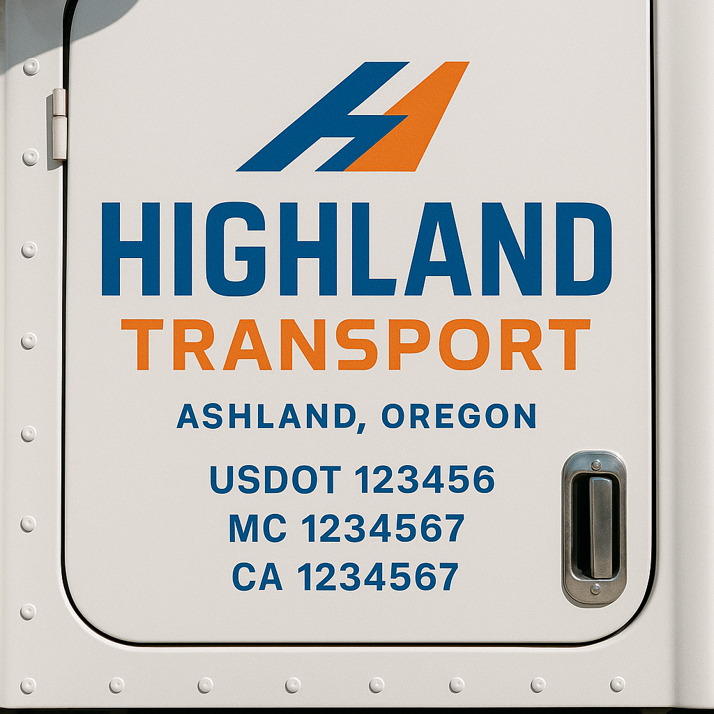 Truck Door Decal Sticker Lettering Signs With Location, USDOT, MC, CA, KYU, VIN, GVW (2-Pack)