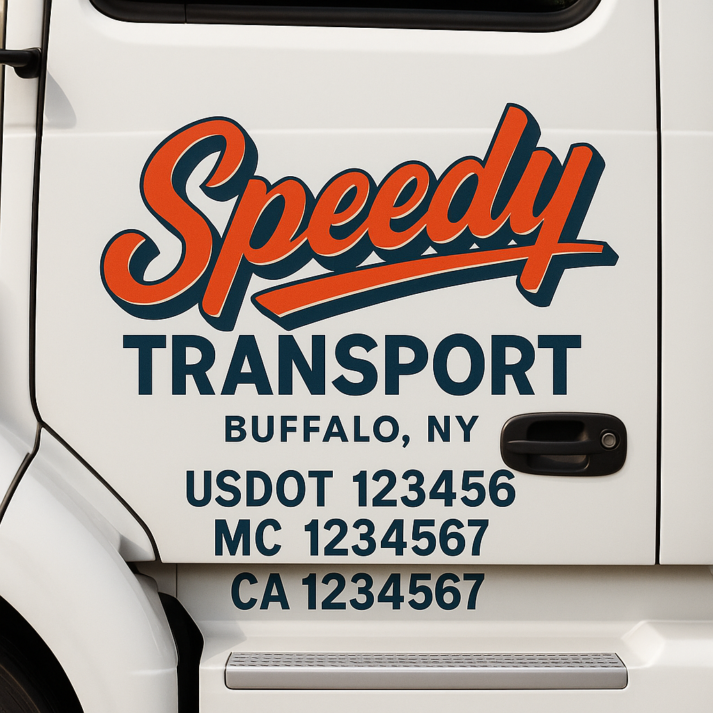 Truck Door Decal Sticker Lettering Signs With Location, USDOT, MC, CA, KYU, VIN, GVW (2-Pack)