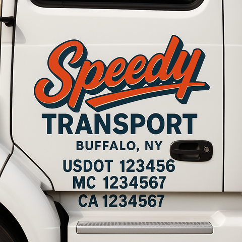 Truck Door Decal Sticker Lettering Signs With Location, USDOT, MC, CA, KYU, VIN, GVW (2-Pack)