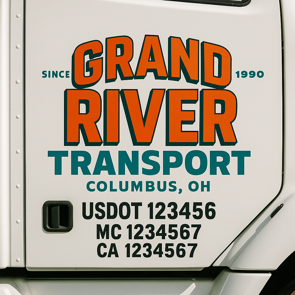 Truck Door Decal Sticker Lettering Signs With Location, USDOT, MC, CA, KYU, VIN, GVW (2-Pack)