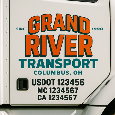 Truck Door Decal Sticker Lettering Signs With Location, USDOT, MC, CA, KYU, VIN, GVW (2-Pack)