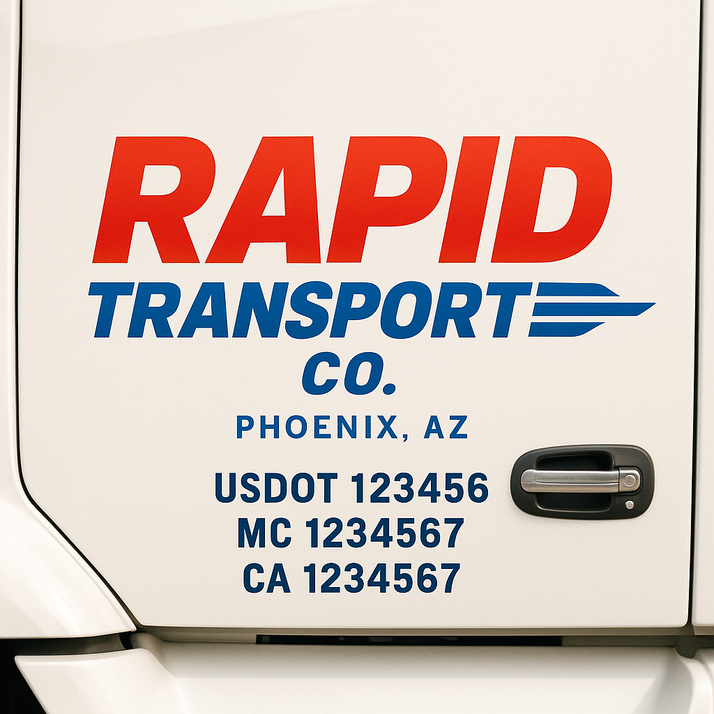 Truck Door Decal Sticker Lettering Signs With Location, USDOT, MC, CA, KYU, VIN, GVW (2-Pack)