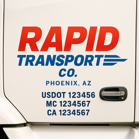 Truck Door Decal Sticker Lettering Signs With Location, USDOT, MC, CA, KYU, VIN, GVW (2-Pack)