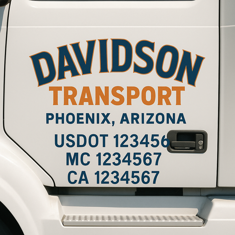 Truck Door Decal Sticker Lettering Signs With Location, USDOT, MC, CA, KYU, VIN, GVW (2-Pack)