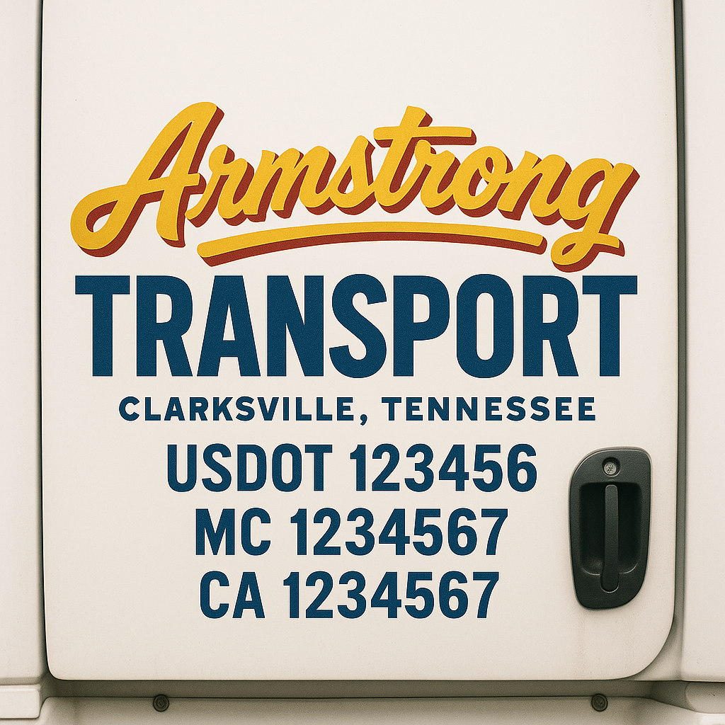 Truck Door Decal Sticker Lettering Signs With Location, USDOT, MC, CA, KYU, VIN, GVW (2-Pack)