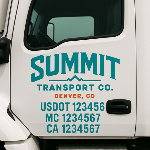 Truck Door Decal Sticker Lettering Signs With Location, USDOT, MC, CA, KYU, VIN, GVW (2-Pack)