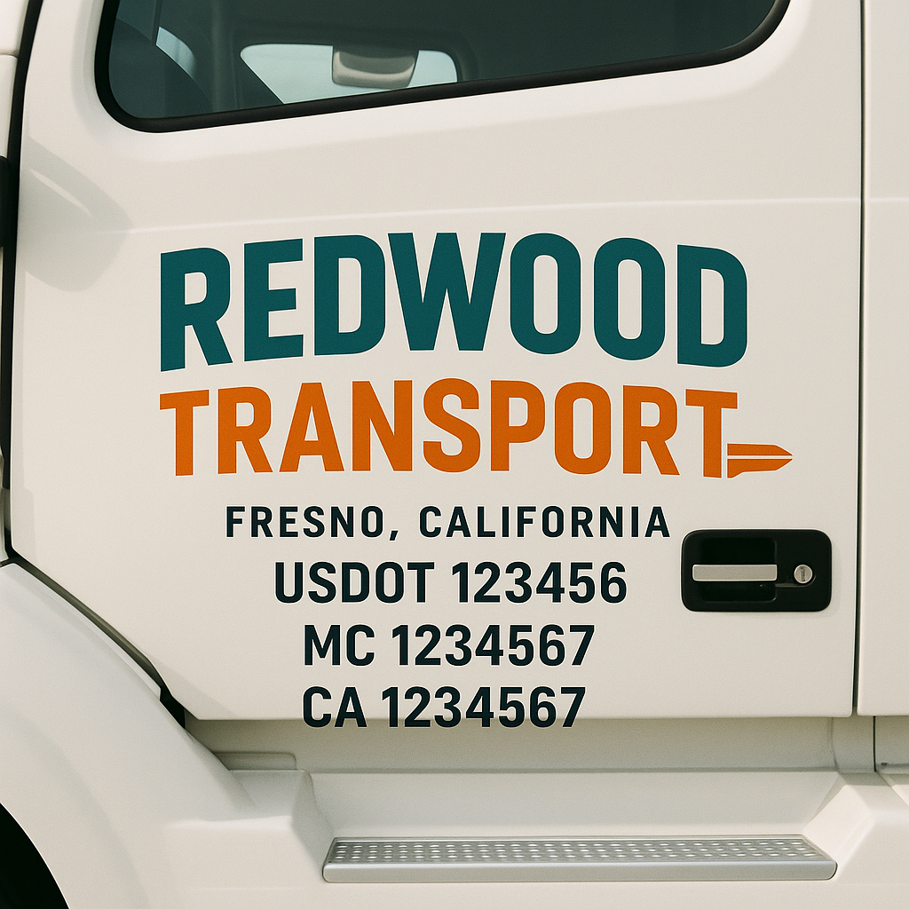 Truck Door Decal Sticker Lettering Signs With Location, USDOT, MC, CA, KYU, VIN, GVW (2-Pack)