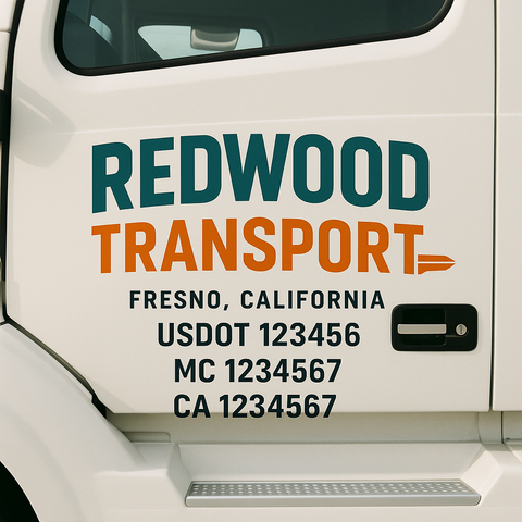 Truck Door Decal Sticker Lettering Signs With Location, USDOT, MC, CA, KYU, VIN, GVW (2-Pack)