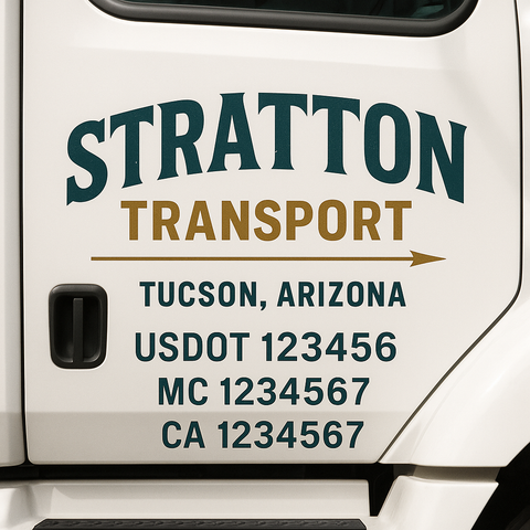 Truck Door Decal Sticker Lettering Signs With Location, USDOT, MC, CA, KYU, VIN, GVW (2-Pack)