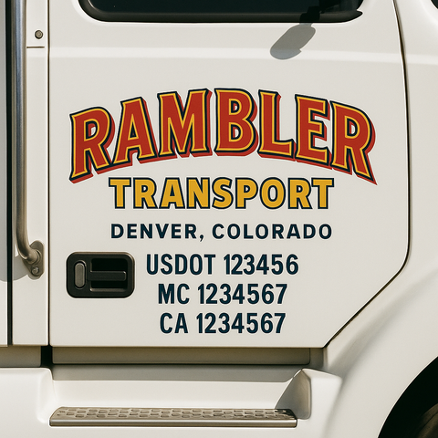 Truck Door Decal Sticker Lettering Signs With Location, USDOT, MC, CA, KYU, VIN, GVW (2-Pack)