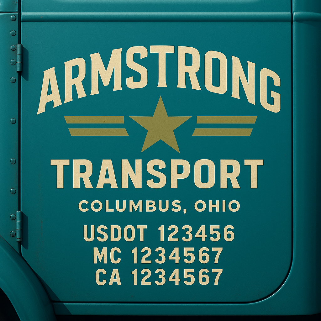 Truck Door Decal Sticker Lettering Signs With Location, USDOT, MC, CA, KYU, VIN, GVW (2-Pack)