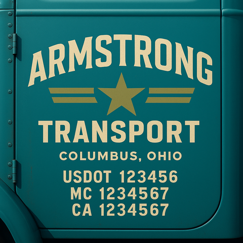 Truck Door Decal Sticker Lettering Signs With Location, USDOT, MC, CA, KYU, VIN, GVW (2-Pack)