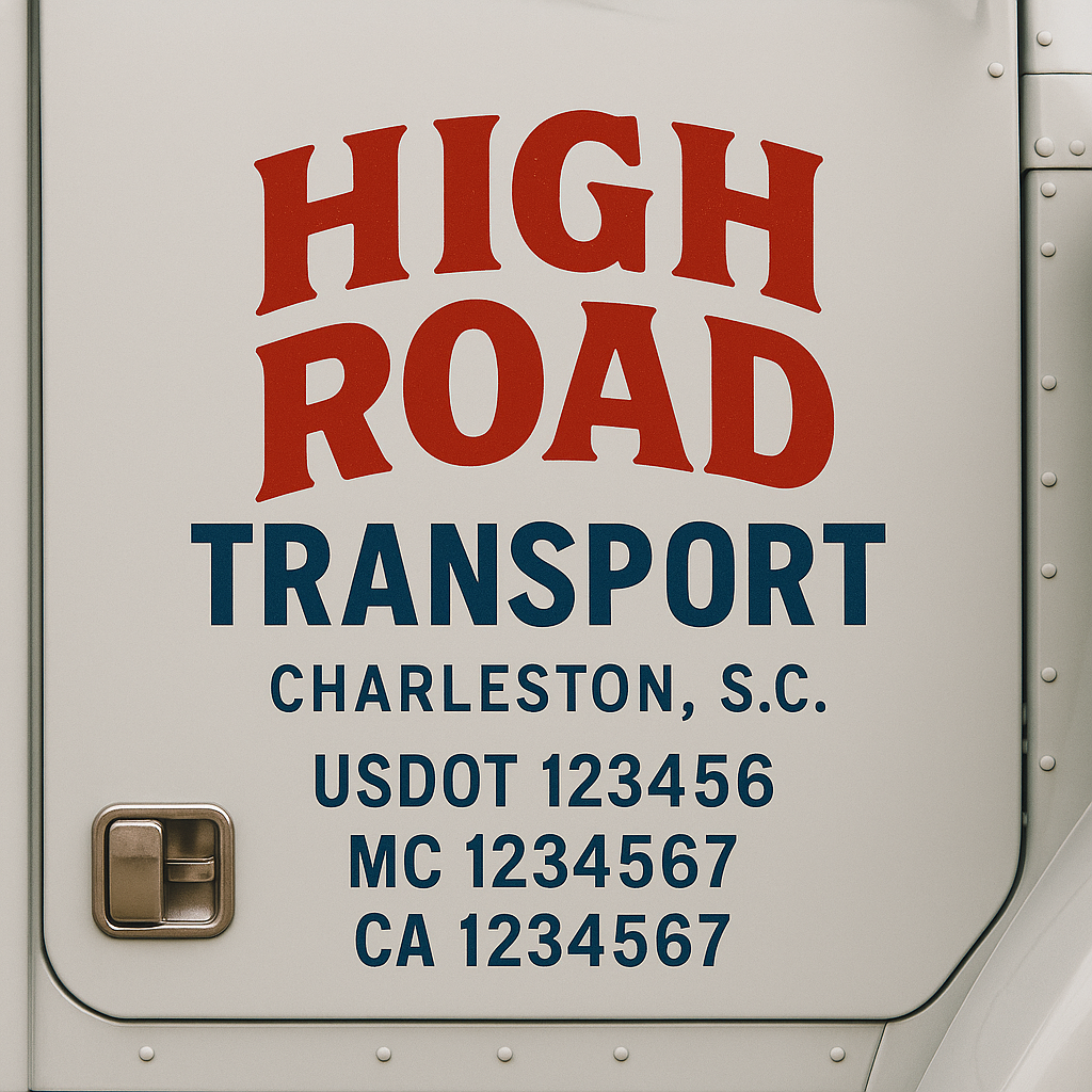 Truck Door Decal Sticker Lettering Signs With Location, USDOT, MC, CA, KYU, VIN, GVW (2-Pack)