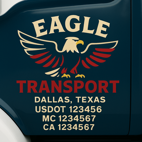 Truck Door Decal Sticker Lettering Signs With Location, USDOT, MC, CA, KYU, VIN, GVW (2-Pack)