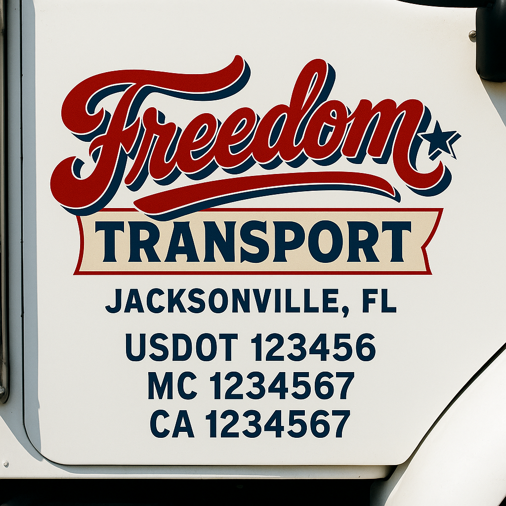 Truck Door Decal Sticker Lettering Signs With Location, USDOT, MC, CA, KYU, VIN, GVW (2-Pack)