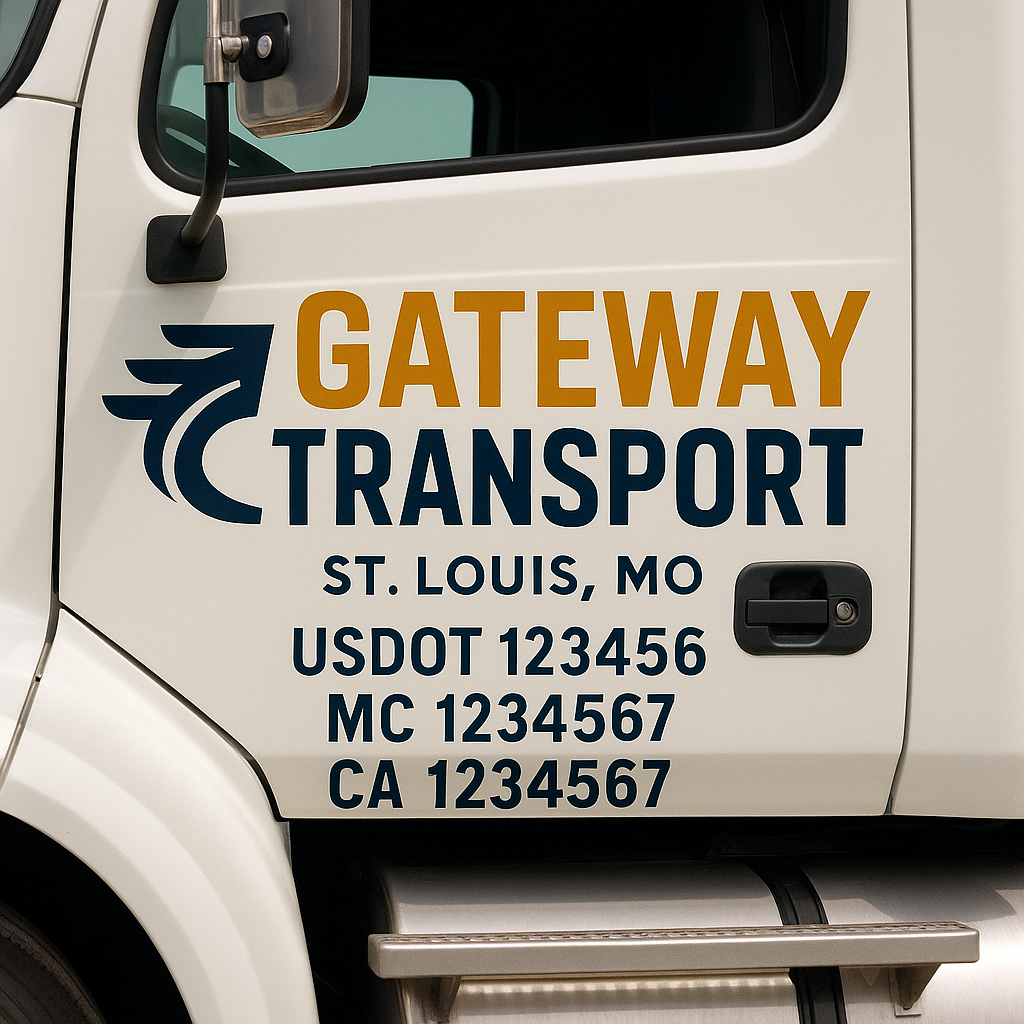 Truck Door Decal Sticker Lettering Signs With Location, USDOT, MC, CA, KYU, VIN, GVW (2-Pack)