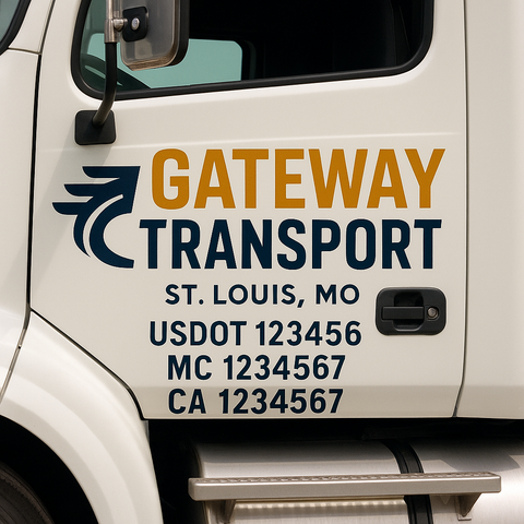 Truck Door Decal Sticker Lettering Signs With Location, USDOT, MC, CA, KYU, VIN, GVW (2-Pack)