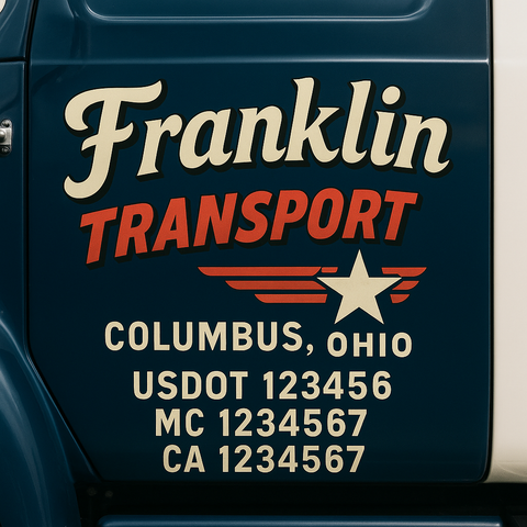 Truck Door Decal Sticker Lettering Signs With Location, USDOT, MC, CA, KYU, VIN, GVW (2-Pack)