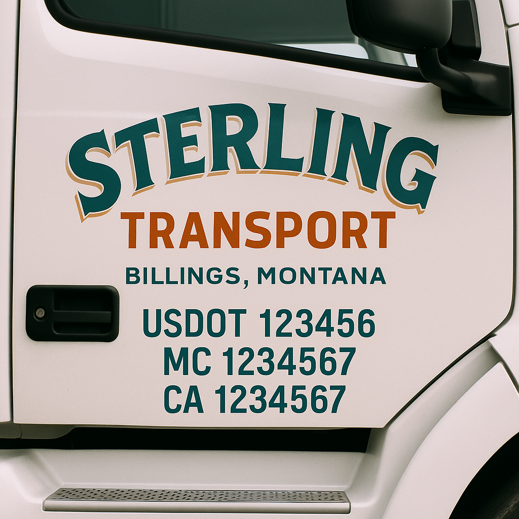 Truck Door Decal Sticker Lettering Signs With Location, USDOT, MC, CA, KYU, VIN, GVW (2-Pack)