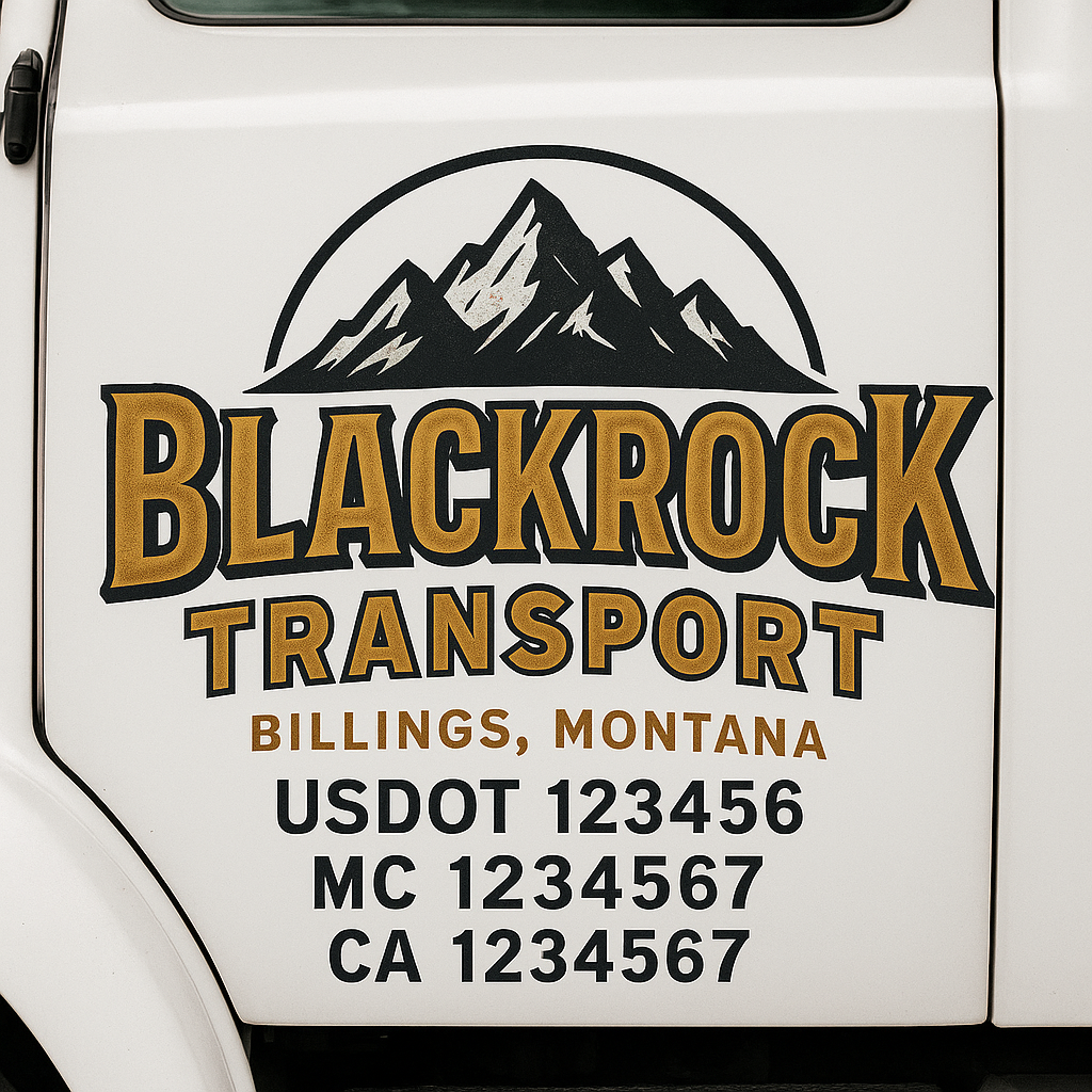 Truck Door Decal Sticker Lettering Signs With Location, USDOT, MC, CA, KYU, VIN, GVW (2-Pack)